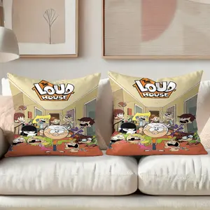2Pcs, The Loud House Element square pillow cover, stylish and not loose, easy to machine wash, worry-free, comfortable rest for the Quebec Winter Carnival, coordinated for home commemorations, suitable for couples who like to walk, Washable Cushion Covers