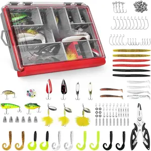 182/265/400pcs Compact Fishing Tackle Kit - All-in-One Freshwater Hooks, Weights, Bobbers in Tackle Box, Fishing Gear Set for Bass Trout Panfish