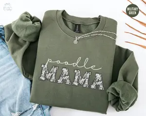 Floral Poodle Sweatshirt, Dog Mama Shirt, Poodle Mom Graphic Tees, Toile Poodle Mom Crewneck, Mothers Day Dog Mom Gift For Dog Lover