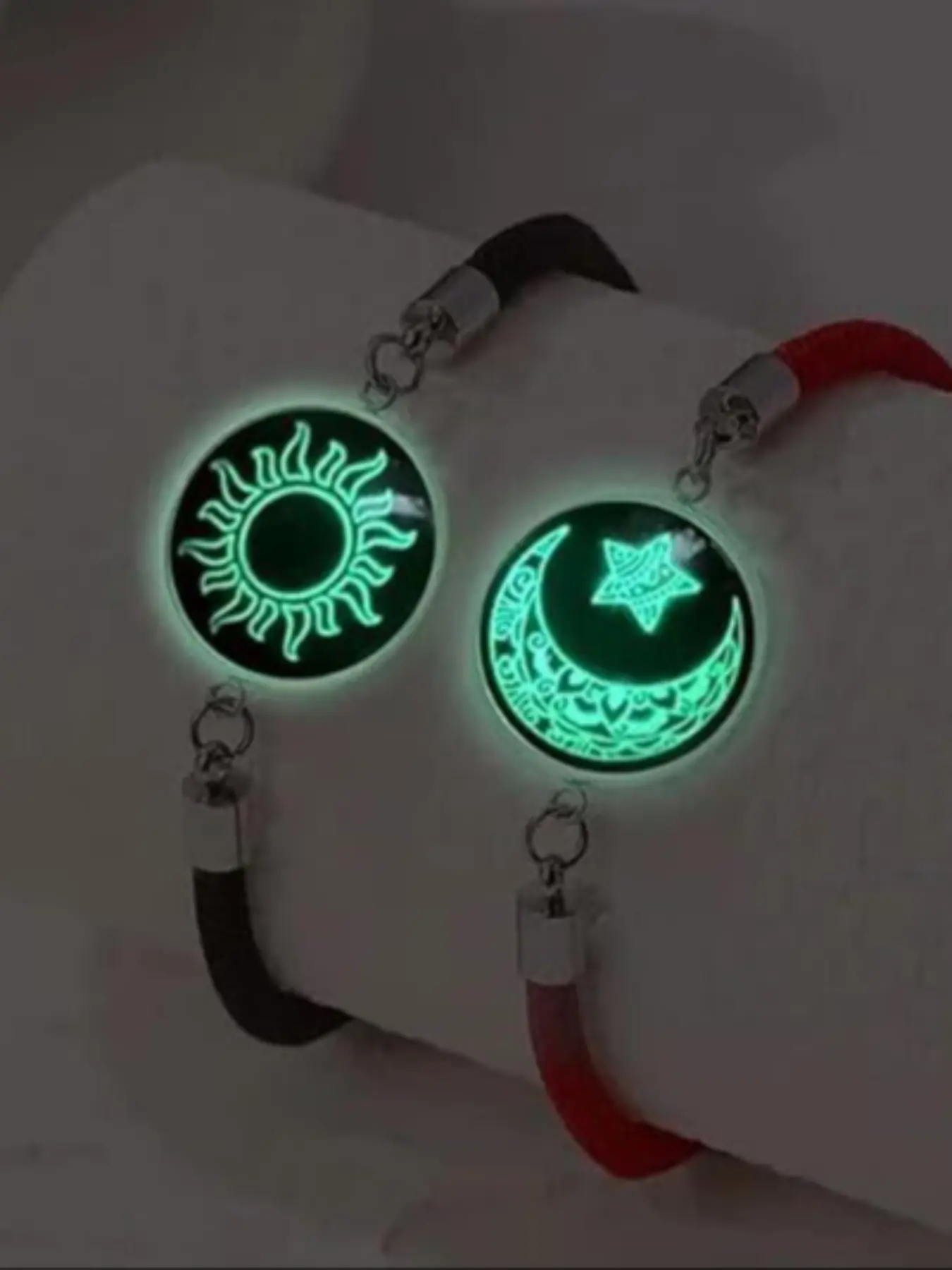 Couple Bracelet Set, Sun and Moon Design, Round Glow-In-The-Dark Bracelets, Romantic Gift Recommendation, Perfect Gift for Her, Trendy Jewelry, Aesthetic Jewelry Gift, Glowing Bracelets