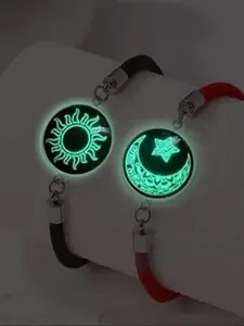Couple Bracelet Set, Sun and Moon Design, Round Glow-In-The-Dark Bracelets, Romantic Gift Recommendation, Perfect Gift for Her, Trendy Jewelry