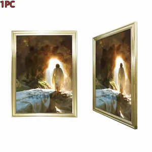1pc Framed Gold Frame  Religious Art Christian Style Resurrection Scene Canvas Art Print For Living Room Bedroom Church And Home Decor With Golden Frame