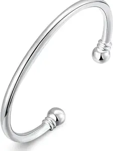 925 Silver Bangle Bracelet, Fashion Jewelry Simple Cuff Bangles for Women Mom Wife Valentine Mothers day Gift