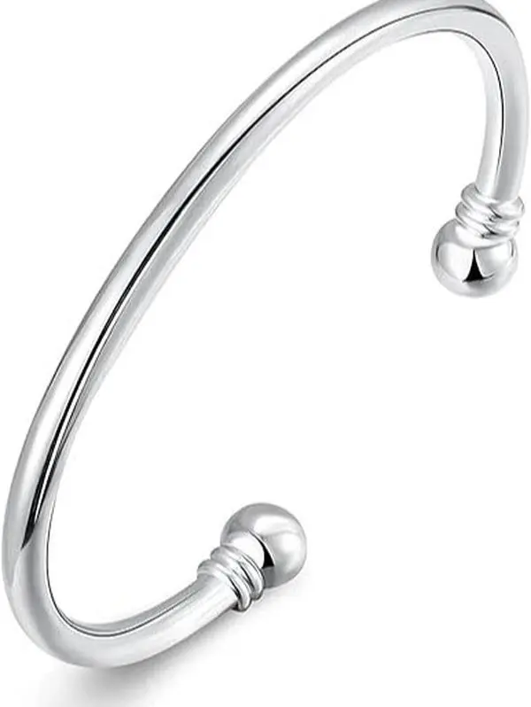 925 Silver Bangle Bracelet, Fashion Jewelry Simple Cuff Bangles for Women Mom Wife Valentine Mothers day Gift