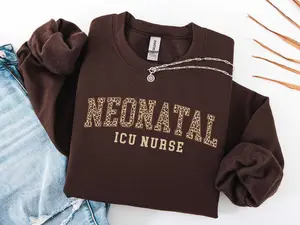 NICU Nurse Short Sleeved T-SHIRT / Sweatshirt  Neonatal Intensive Care Unit Sweater, , NICU RN Work Shirt Cotton Fabric Sleeve