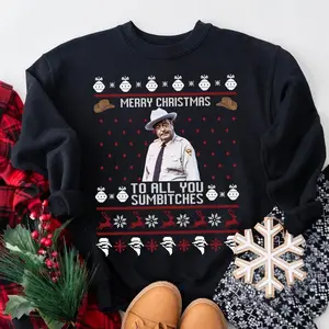 Smokey And The Bandit Merry Christmas Too All You Sumbitches Christmas Sweater, Smokey And The Bandit Sweatshirt, Funny Christmas Sweater Cotton