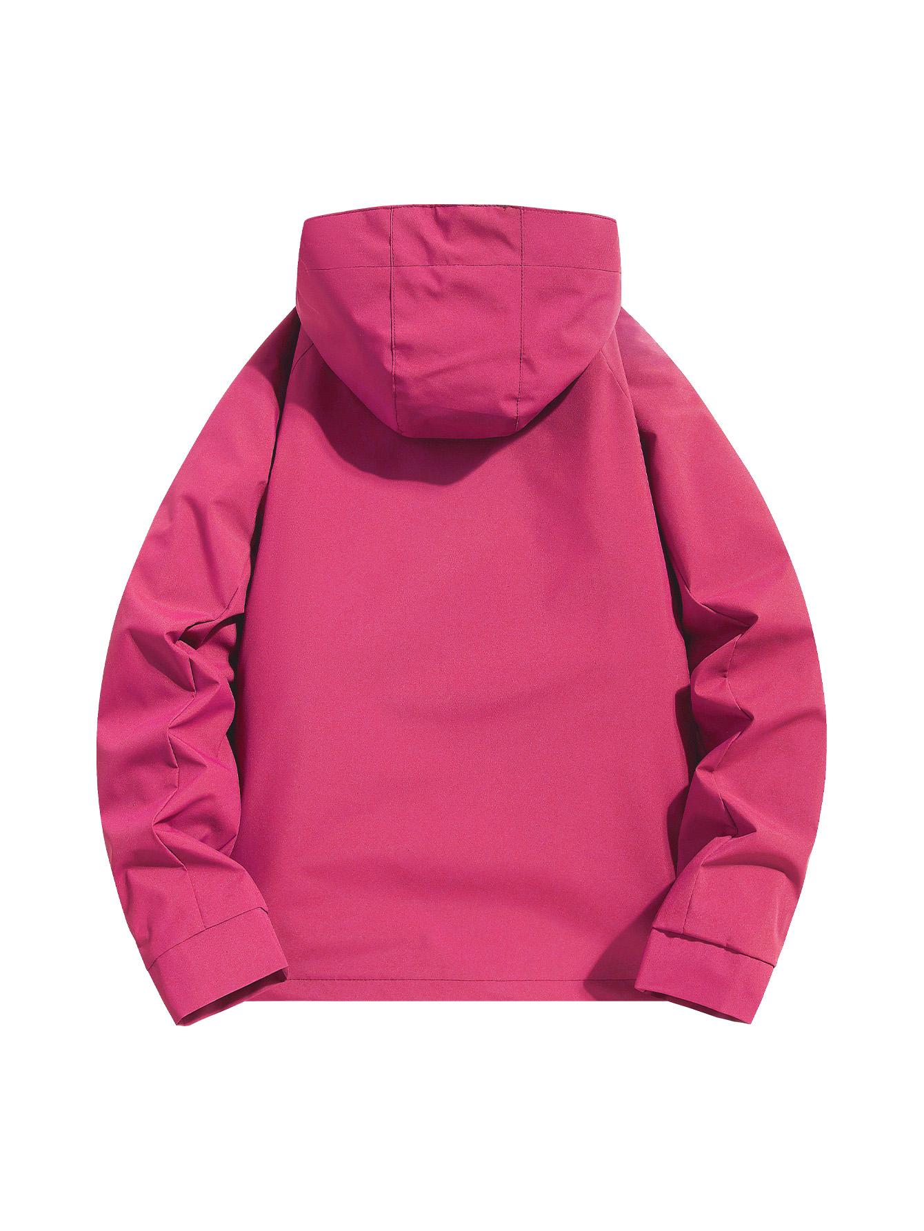 CCCMAI Men's Solid Color Waterproof Windproof Drawstring Zip-up Hoodie Jacket, Casual Long-Sleeve Outdoor Coat with Zipper Pockets, Suitable for Outdoor Activities, All-Season Men's Apparel, Menswear  Coats Jackets Tops