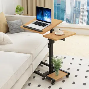Mobile Adjustable Height Laptop Stand PC Computer Portable Notebook Swivel Laptop Desk Rolling Table Desk Cart Tiltable with Wheels Casters& Mouse Pad Table