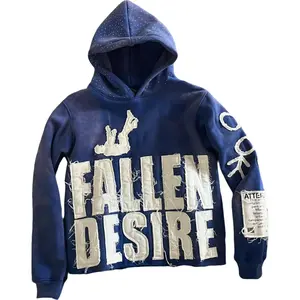 Print Hooded Sweatshirt Y2k Casual Long Sleeve Pullover Hoodie Tops