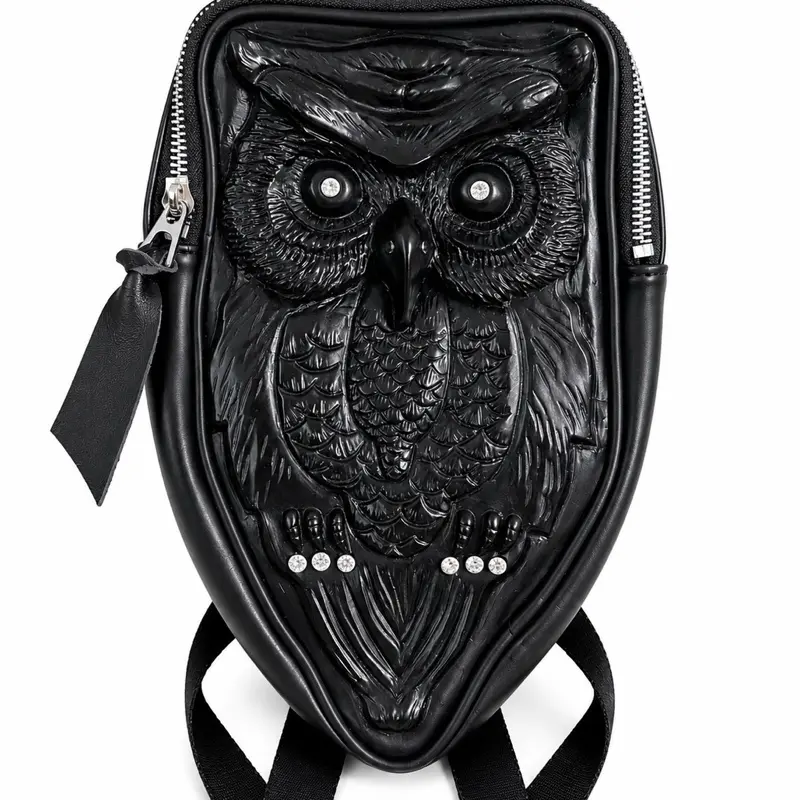 Women's Convertible Gothic 3D Embossed Midnight Owl Backpack - Unique Designer Fashion Piece with Tactile Dimension, Aesthetic Shoulder Bag, Chic Crossbody Purse, Fashionable Shoulder Bag, Purses Crossbody Bag