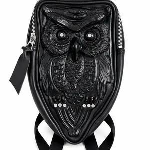 Convertible Backpack, Gothic 3D Embossed Midnight Owl Designer Crossbody Handbag & Fashionable Shoulder Bag, Aesthetic Shoulder Bag
