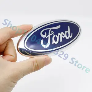 145mm Car Logo Emblem for Ford Edge Escape Fiesta Transit Ranger Fusion Focus 2 3 Mondeo Kuga Auto Front Hood Rear Trunk Sticker Vehicle Decoration Automobile Decals Automotive Decals Decal For Cars Vehicle Exterior Decoration