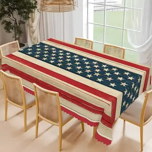 BLIOWL Waterproof American Flag Tablecloth, Red White Blue Patriotic Table Cover for 4th of July, Independence Day, Memorial Day, BBQ, Picnic & Indoor/Outdoor Kitchen Decor