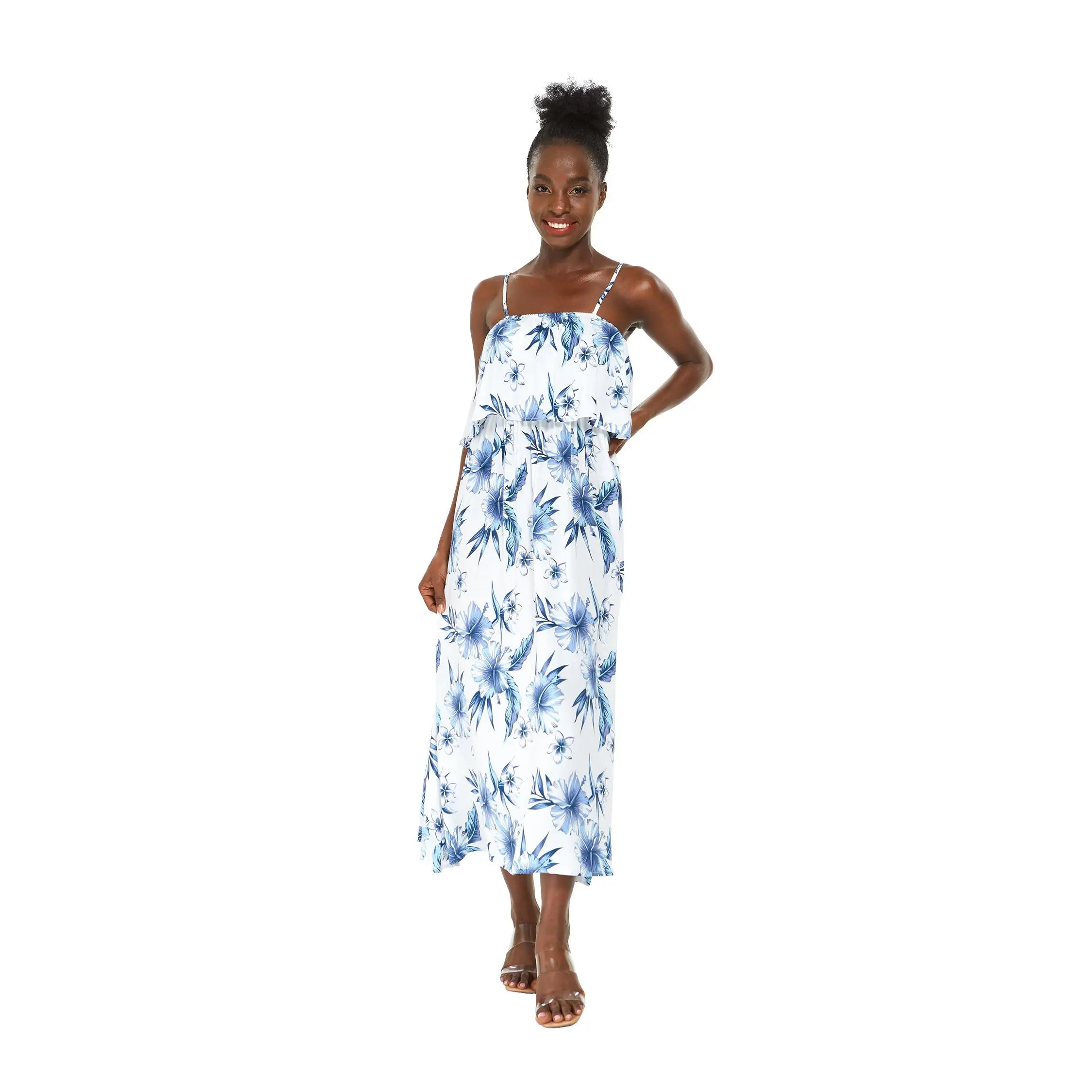 Women's Charming Muumuu Dress in Daydream Bloom White