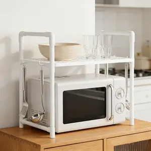 Adjustable Microwave Stand, countertop microwave rack for kitchen storage and home organization, built for small space living, daily kitchen use, and organized cooking areas