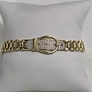 # 0088 Pulsera estilo reloj con Diseño de cinturon gold Plated high quality size 7 inches