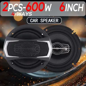 6 Inch 600W 4-Way Car HiFi Coaxial Speaker With Dust Cover & Audio Cable, Audio Speakers, Easy Installation & Durable Design, Auto Audio Music Stereo Full Range Frequency Speakers, Car Accessories