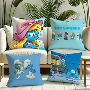 The Smurfs Cushion Cover Plush Reversible Pillow Cover: Perfect for Car Rides, Sofa Lounging, Bedroom Relaxation & More A Thoughtful Gift for Loved Ones!