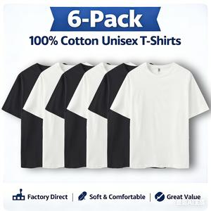 ECOTONE BLANKS Greenish 4.3 oz cotton T-shirt 6-Pack Classic Black & White Combo Factory Direct   Unisex  | Soft Comfortable Solid Color Crew Neck Short Sleeve, Regular Fit for Everyday Wear north west outfits 2026 Spring Men and women