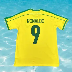 1998 World Cup Brazil Retro No.9 Ronaldo Short sleeve Soccer jersey