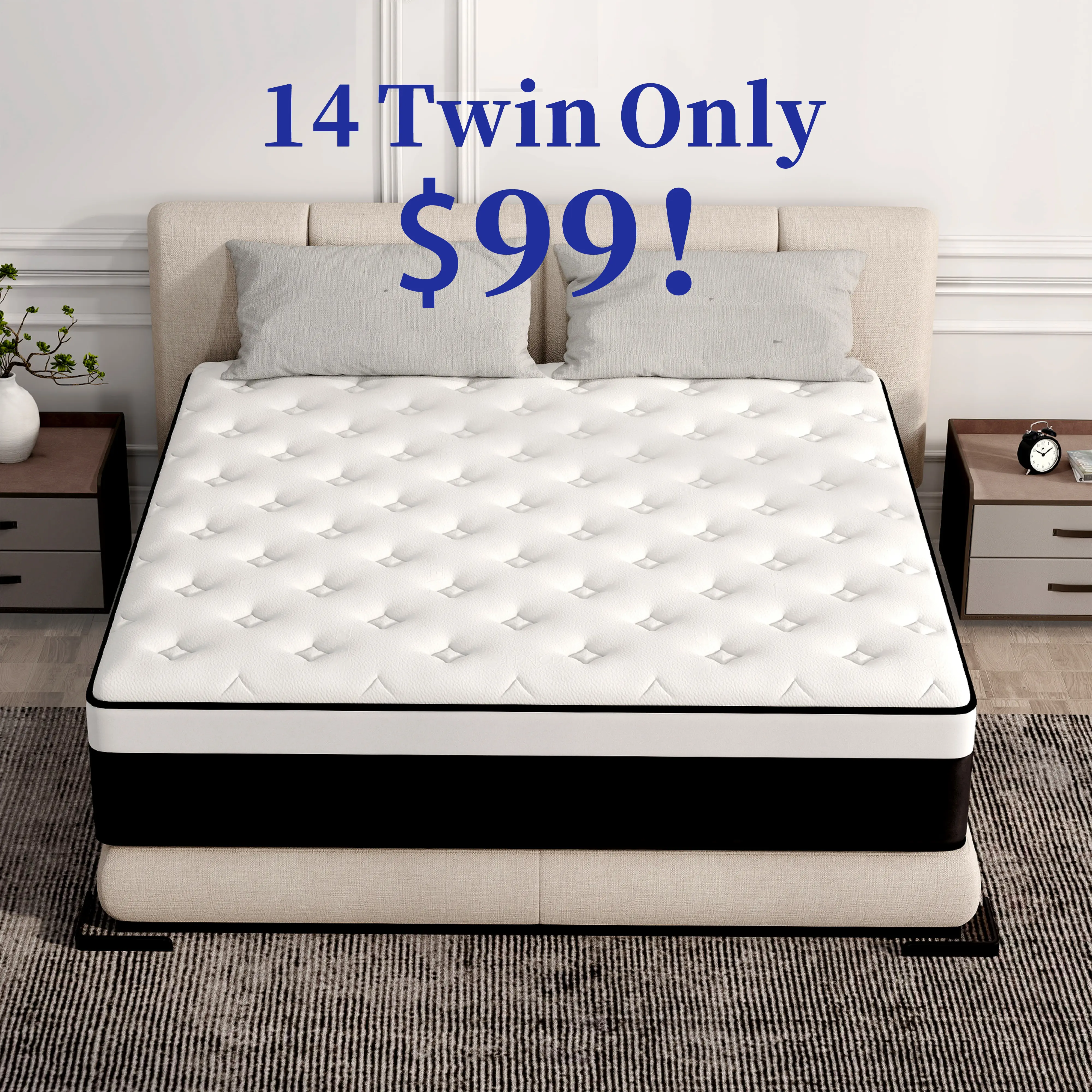 14-inch Comfort Sleep Hybrid Pocket Spring Memory Foam Mattress In Box, Queen King Full Twin Size Vacuum Rolled Medium Firm Breathable Pressure Relief Support Bed Mattress, Anti-Mite Mattress for Home Bedroom Adults Teens Kids