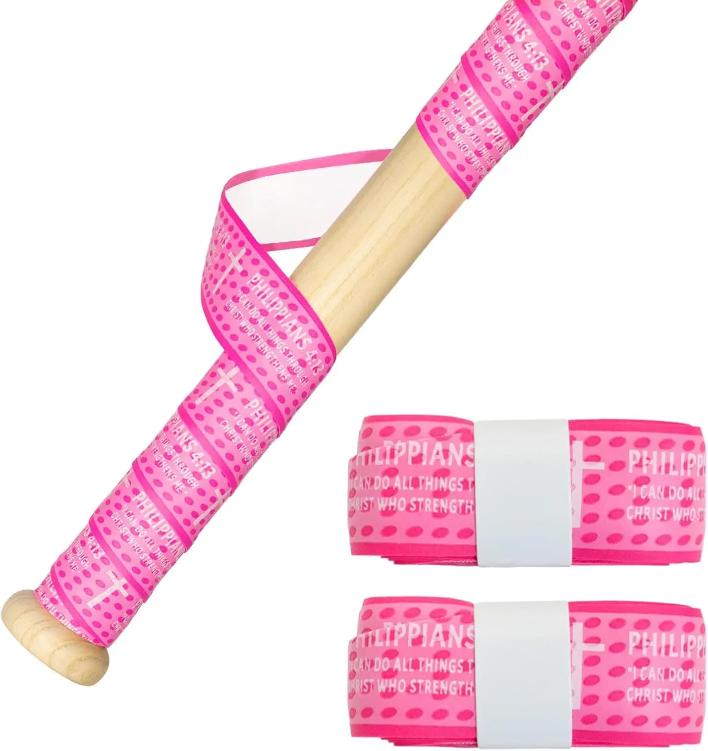 2/4 Pack Cross Baseball Bat Grip Tapes, 1.5mm Precut Full Adhesive Religious Bible Verse Wrap for Baseball/Softball Bat Pro Feel Non-Slip Batting Grip Tape for Players Gifts