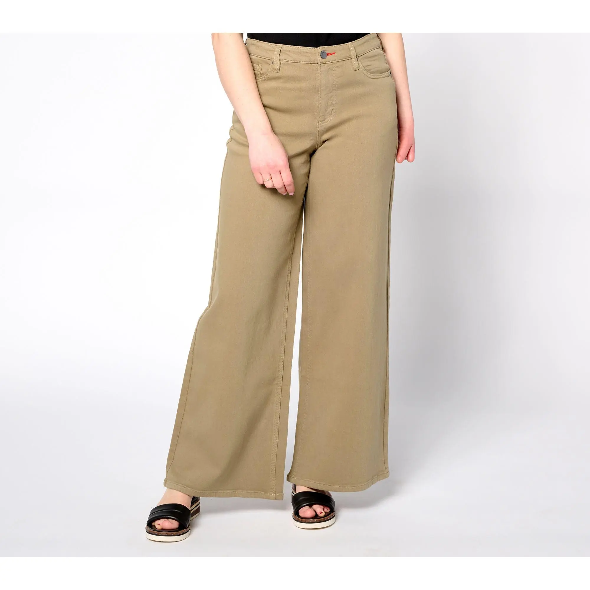 Peace Love World Regular Wide Leg Linen Denim Pant