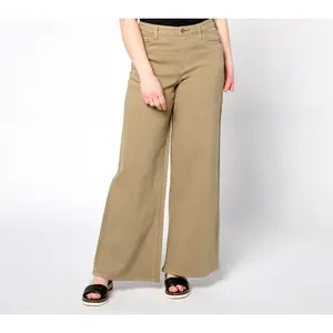 Peace Love World Regular Wide Leg Linen Denim Pant