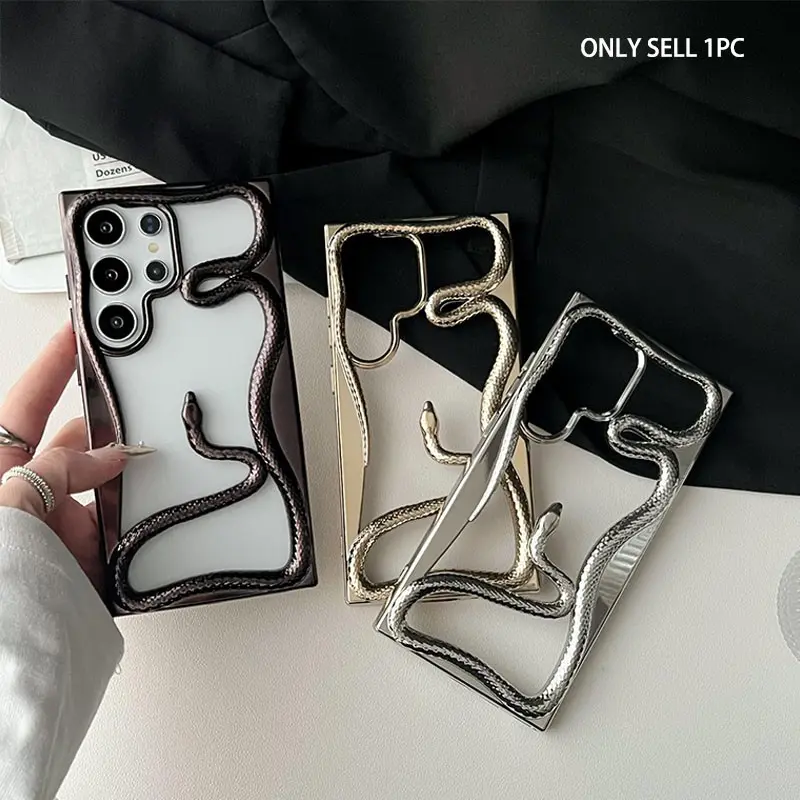Snake Design Phone Case, Creative Shockproof Protector Phone Protective Cover, Phone Accessory Compatible with Samsung Galaxy S25 Ultra S24 Ultra 23Ultra 22Ultra, Protective Smartphone Casing, Protection