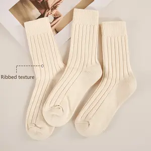 Women's 3-Pack Ribbed Crew Socks – Textured Design for Comfort & Secure Fit, Ideal for Daily Wear, Casual Outings & Cold-Weather Layering