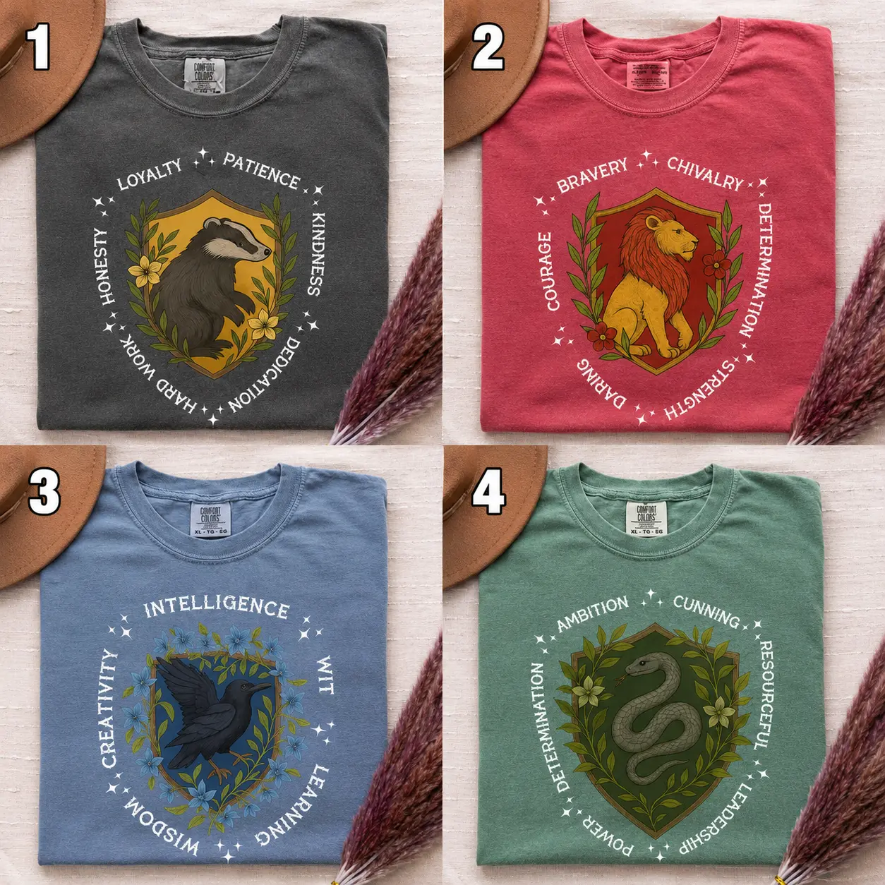 Comfort Colors Wizard House Shirt Set, Magic School Tees, Wizard School Shirts, Universal Vacation T-Shirt