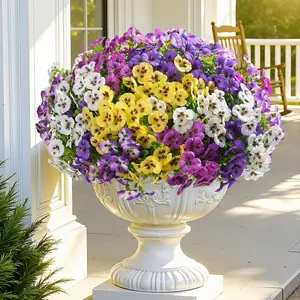 Artificial Flowers for Outdoor Spring Decor, 20PCS Fake Pansy Flowers Faux Silk Mixed Color Pansies UV Resistant Plants for Front Door Porch Yard Patio Window Box Home Decor, Decorative Flower Arrangement