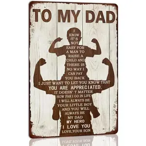 Vintage Metal Sign for Fathers Day Home Wall Decor Gift for Dad From Son 8x12 Inches
