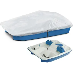Pedal Boat Cover,Heavy Duty Waterproof & Anti-UV Paddle Boat Cover with Windproof Buckle Straps,Fits Outdoor 3 or 5 Person Pedal Boat,Silver