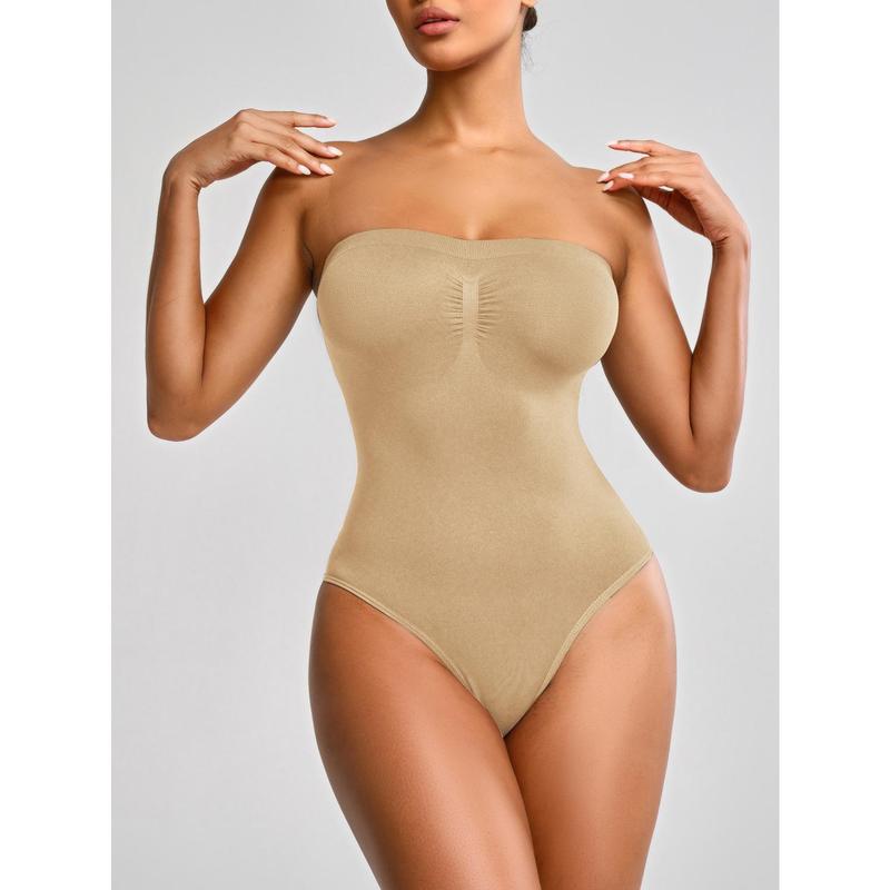 European and American Seamless Plus Size Shapewear Tummy Control Waist Cincher Strapless Tube Top Dress Bodysuit Underwear Waist Support Hip Lift Tummy Control All Seasons Womenswear Compression corset faja fajas body shaper