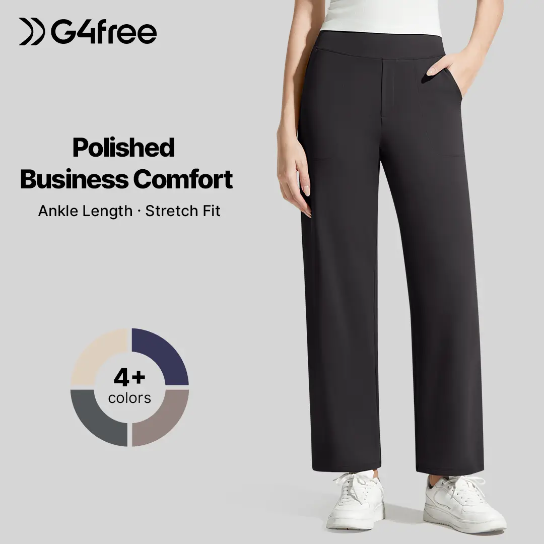 G4Free BareFeel Women's High-Stretch Waist Ankle-Length Yoga Bottoms - Fitted, Basic, Comfortable Stretchable All Season Pants with Pockets (25"/27"/29")