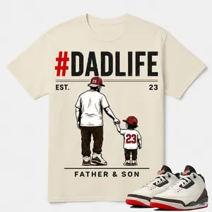 "SON!", Shirt To Match AJ 3 World's Best Dad, Jordan 3 Sail University Red Matching Shirt, Father's Day Sneaker Tee, Gildan 5000 Heavy Cotton