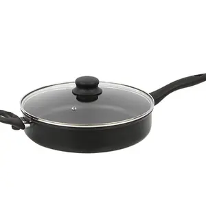 4-Quart Non-Stick Jumbo Cooker with Glass Lid, Black