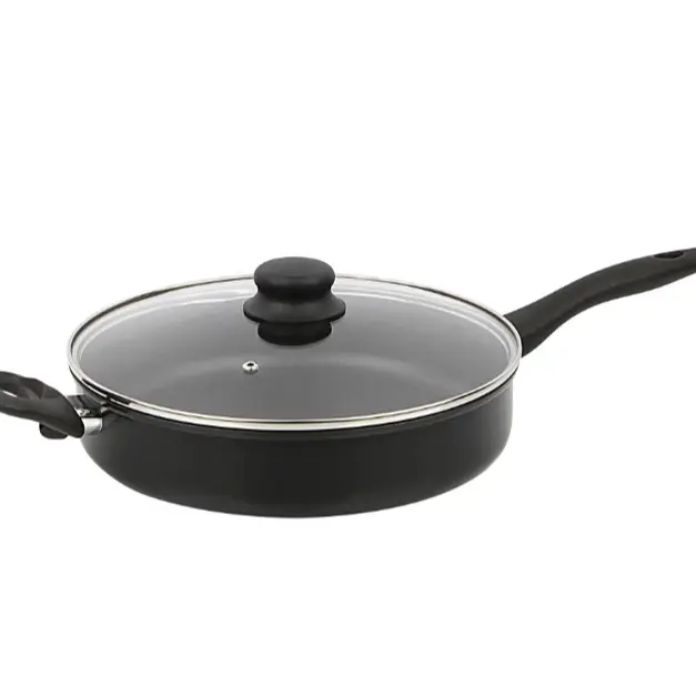 4-Quart Non-Stick Jumbo Cooker with Glass Lid, Black