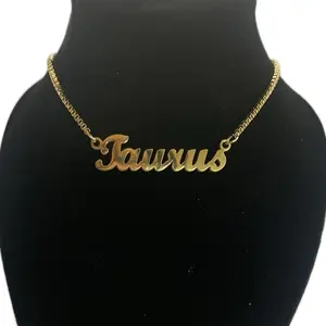 Gold Taurus Handmade Necklace - Stainless Steel Zodiac Jewelry with Unique Design and Elegant Style