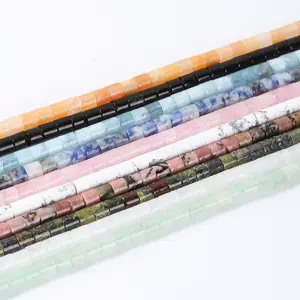 4x4MM Natural Blue Sodalite Gemstone HeiShi Round Tube Loose Beads 15.5 Inches Long AAA Quality for Jewelry Making DIY Handmade Crafts Bracelet Necklace Earrings