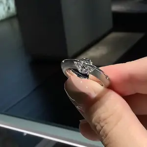 S925 Sterling Silver Special-Interest Design Shining Diamond Star Rotatable Diamond Ring Fancy Accessible Luxury Single Rhinestone Ring