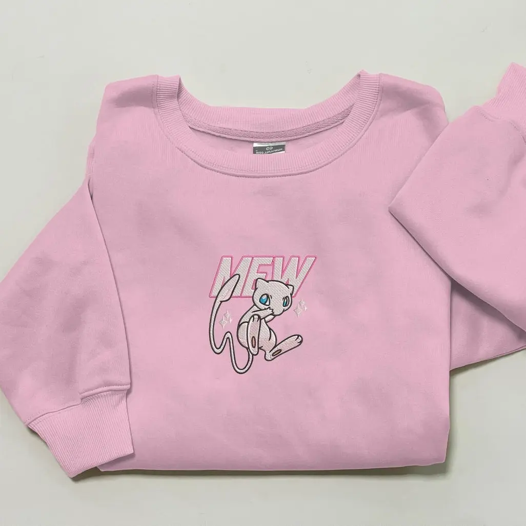 Mew Embroidered Sweatshirt Japanese Anime Sweatshirt Mew Shirt Gift