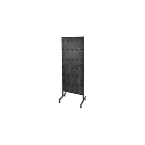 VEVOR Standing Pegboard Display with Base Plate, 23.7x 66 in Pegboard Display Stand with Casters and 30 Hooks, Thickened Cold-Rolled Steel Peg Board Panel for Retail Store and Jewelry Shop, Black