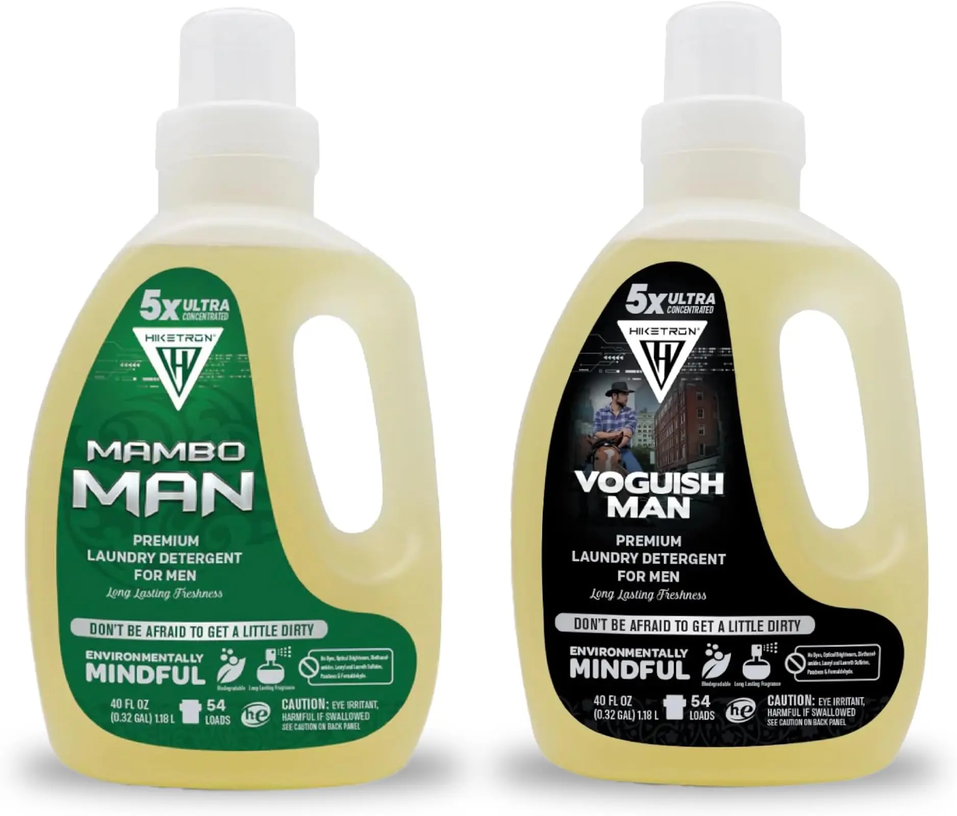 Hiketron Liquid Laundry Detergent 2 Pack, Masculine Scent Variety for Fresh Laundry, 5x Ultra-Concentrated Stain Remover for Clothing Care, Biodegradable with Purified Water, for Hand Wash & HE - 80 fl oz Total, Long Lasting Freshness Laundry Detergent