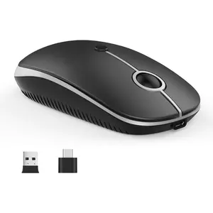 Type C  , USB C MacBook   Dual Mode Cordless Mice with USB and Type C Receiver Compatible with PC, Laptop, MacBook and  Type C Devices-Black and
