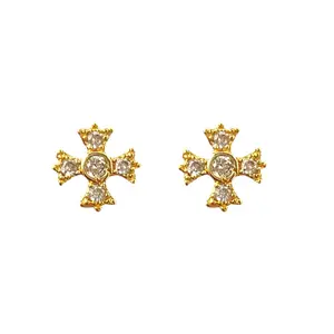 7mm CZ Cross Stud Earrings for Men Women Streetwear Punk Hip Hop Unisex Earrings