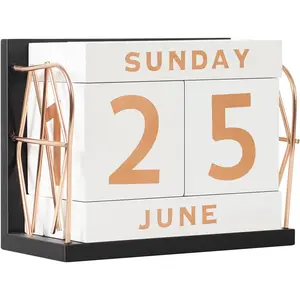 Wooden Perpetual Block Calendar for Desk, Rose  Daily Desktop Desk Calendar, Modern Farmhouse Aesthetic Desk Accessories for  Office Decor, Teacher, Classroom,  Yearly