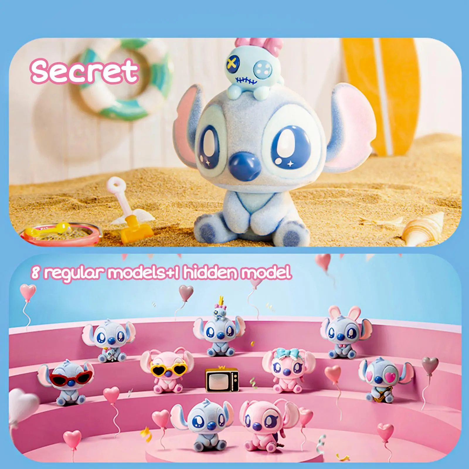Disney Stitch Confession Flocked Surprise Box Pendant Mystery Blind Box Gift Cute Collectible Necklace Charm for Fans and Kids,Holiday Gift Birthday Gift