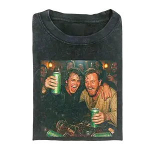Funny Anakin & Obi-Wan Drinking Meme Tee, Retro Movie Parody Graphic Shirt, Viral Humor T-Shirt for Fans, Vintage Movie Graphic Tee, Unisex Cotton Crewneck T-Shirt Menswear Womenswear Streetwear Top